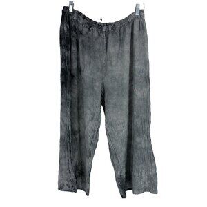 Oh My Gauze Women XL Gauze Pants Wide Leg Cropped Pull On Gray Tie Dye Boho